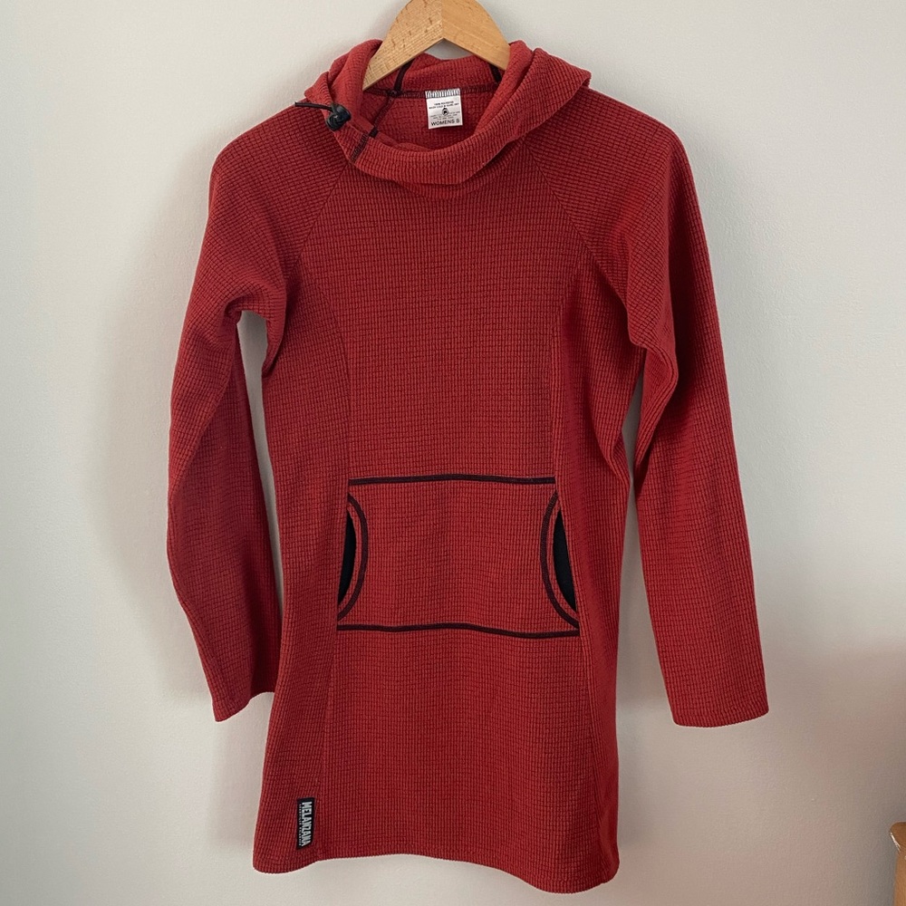 Melanzana Red Micro Grid Fleece Dress - Small